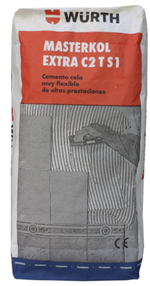 CEMENTO COLA MUY FLEXIBLE MASTERKOL C2T S1 BLANCO 25 KG