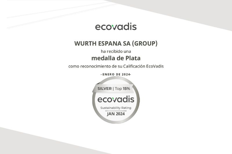 Würth España recibe la medalla de plata de EcoVadis